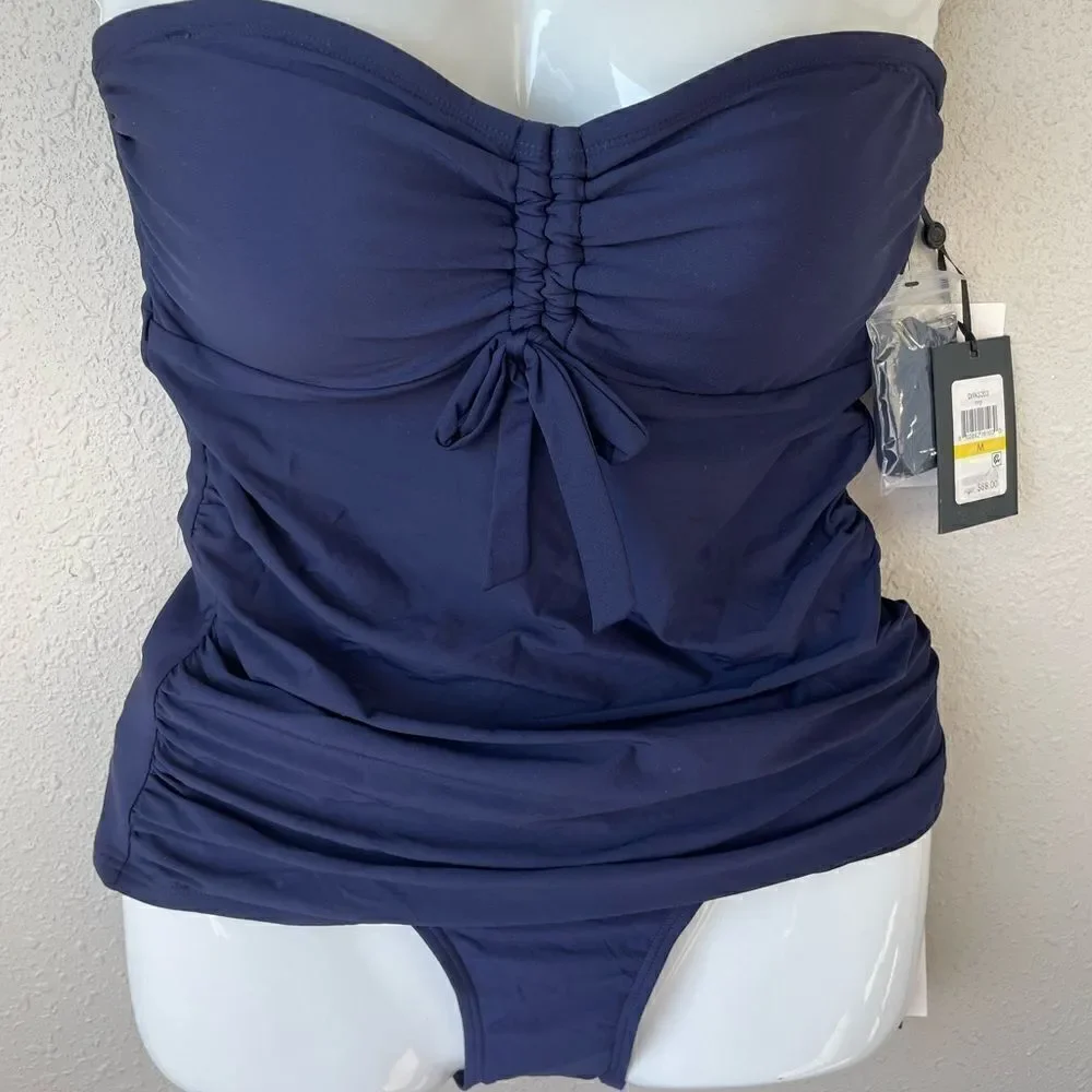 NWT DKNY Two-Piece Navy Blue Swimsuit Size M - Picture 2 of 7